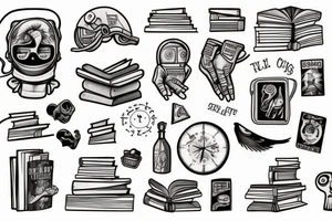 Astronaut With books tattoo idea