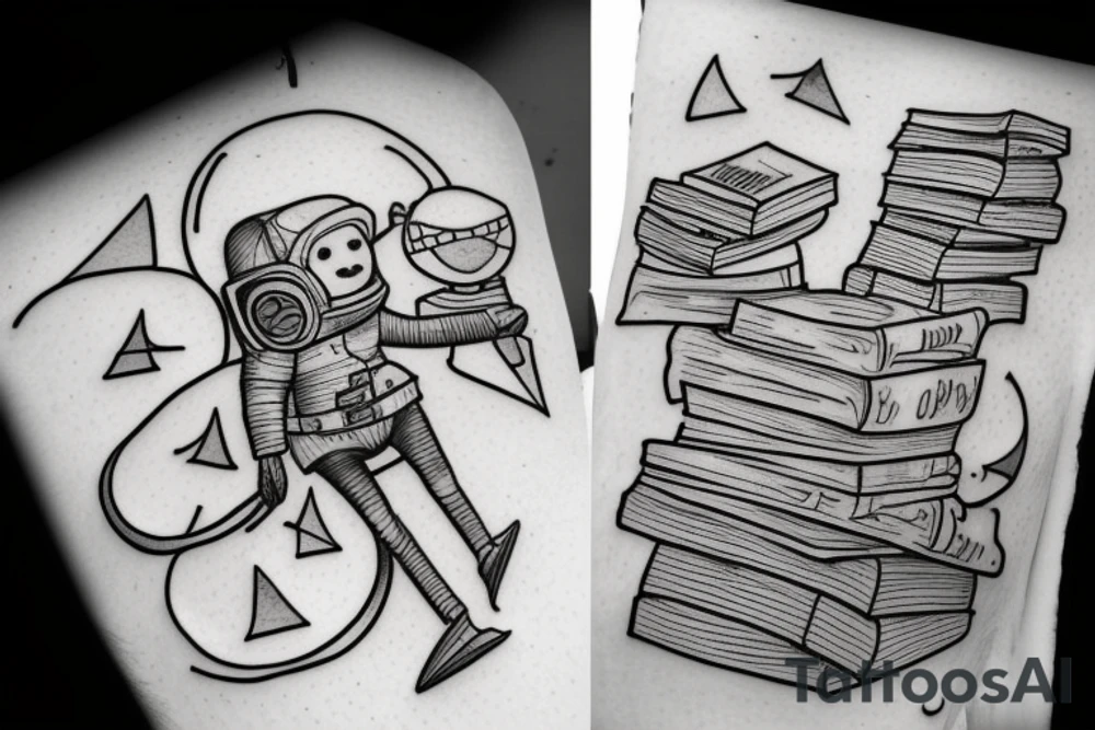 Astronaut With books tattoo idea