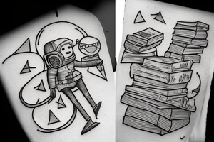 Astronaut With books tattoo idea