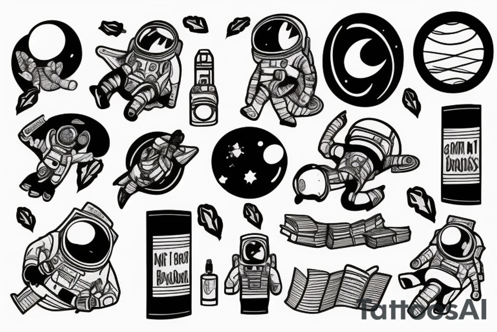 Astronaut With books tattoo idea