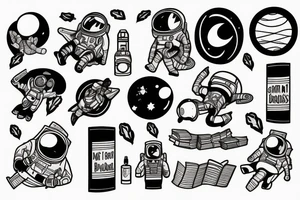 Astronaut With books tattoo idea