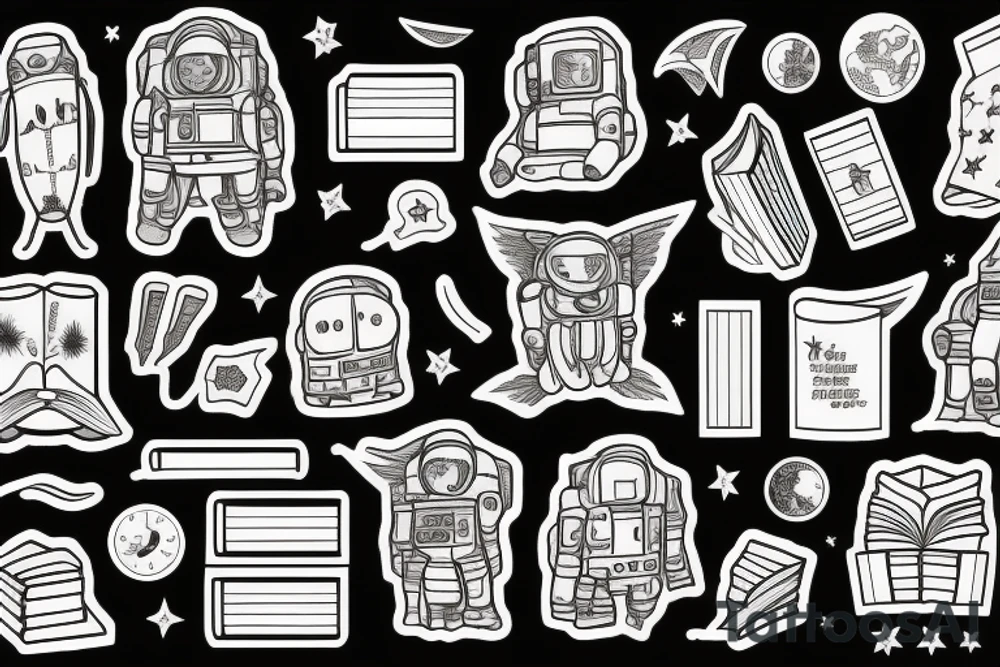 Astronaut With books tattoo idea