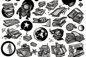 Astronaut With books tattoo idea