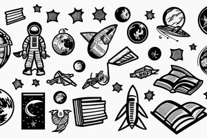Astronaut With books tattoo idea