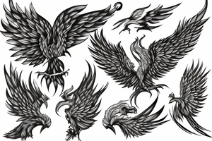 rampant phoenix in shaded greyscale tattoo idea