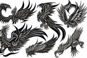 rampant phoenix in shaded greyscale tattoo idea