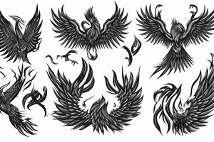 rampant phoenix in shaded greyscale tattoo idea