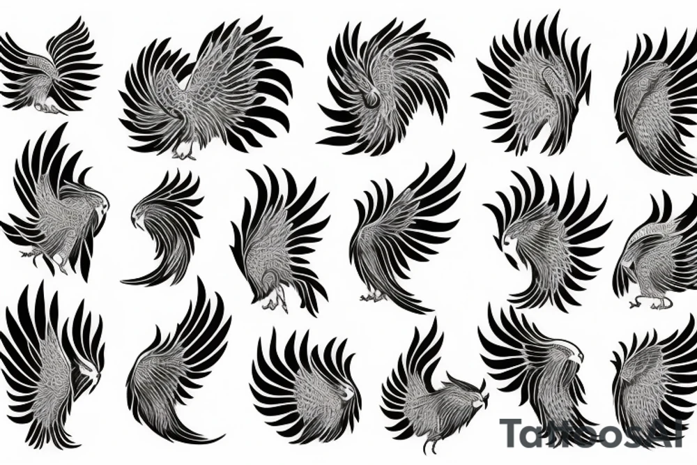 rampant phoenix in shaded greyscale tattoo idea