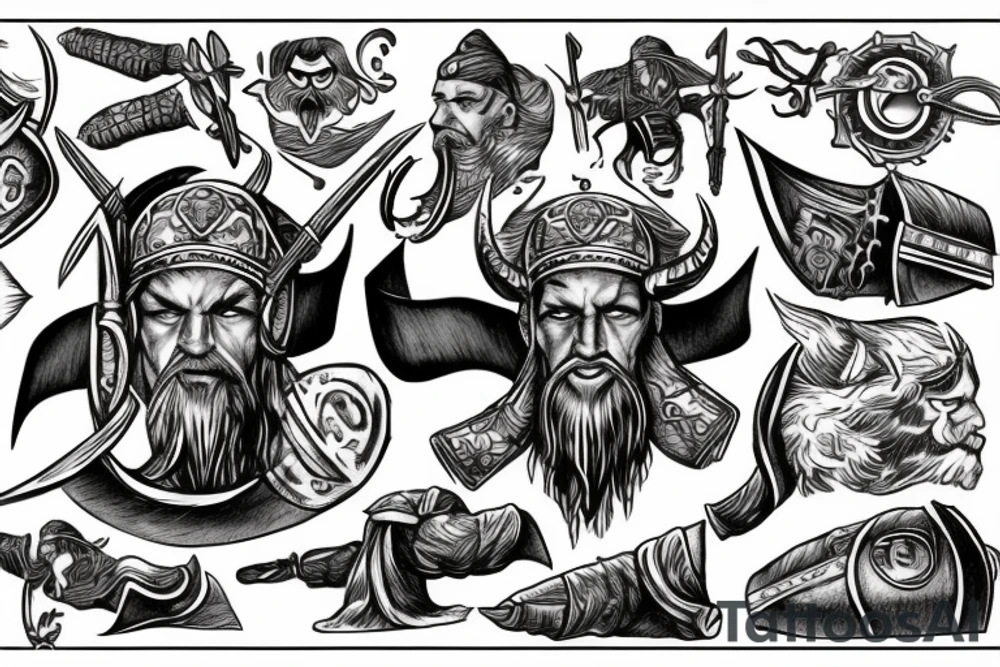 viking on the battlefield fighting the enemy tattoo idea