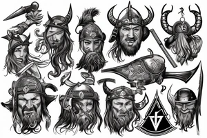viking on the battlefield fighting the enemy tattoo idea