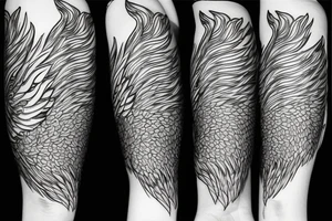 big surging phoenix minimalist with shaded greyscale with long detailed tail with flames tattoo idea