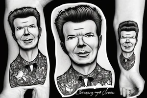 Rick Astley in his coat from the "Never gonna give you up" tattoo idea