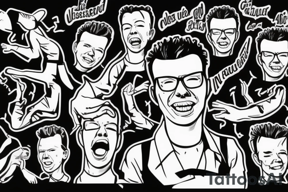 Outline of Rick Astley dancing from the videoclip "Never gonna give you up" tattoo idea