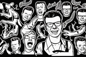 Outline of Rick Astley dancing from the videoclip "Never gonna give you up" tattoo idea