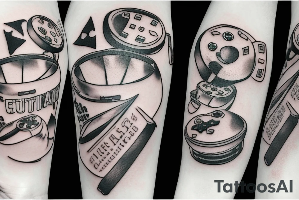 KFC bucket with gaming controller tattoo idea