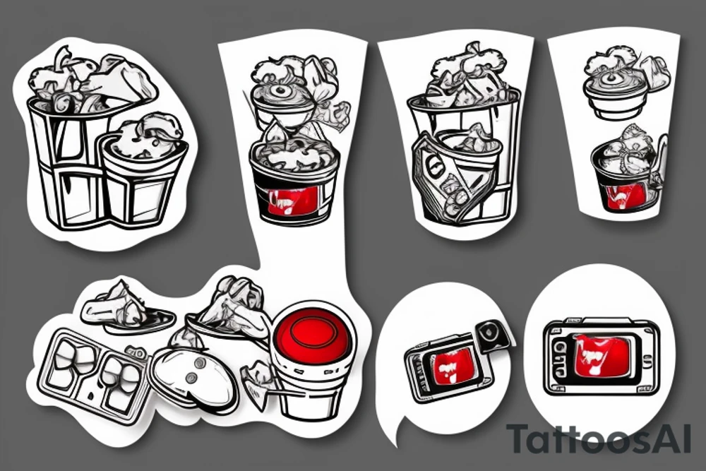 KFC chicken bucket with gaming controller tattoo idea