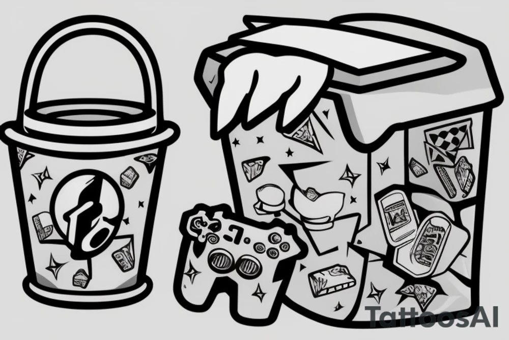 KFC chicken bucket with gaming controller tattoo idea