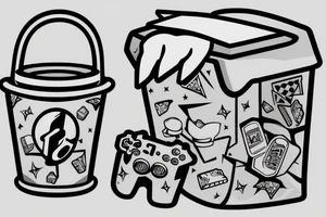 KFC chicken bucket with gaming controller tattoo idea