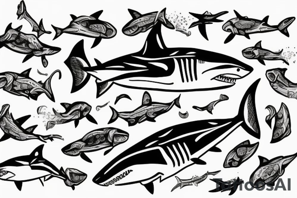 Shark with khife tattoo idea