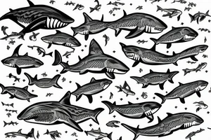 Shark with khife tattoo idea
