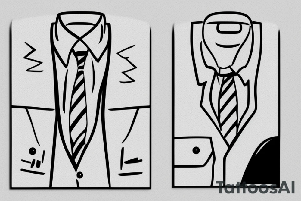 a minimalist, abstract sticker of a white business shirt. The shirt should be stylized in black and white, with a clean and simple outline. tattoo idea