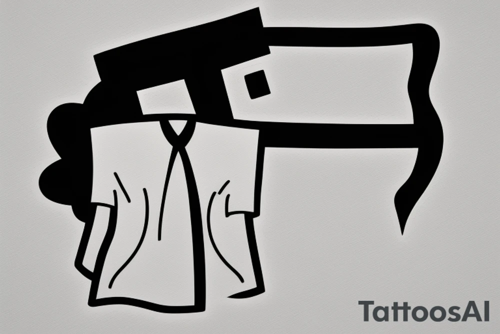 a minimalist, abstract sticker of a white business shirt. The shirt should be stylized  with a clean and simple outline. tattoo idea
