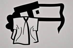 a minimalist, abstract sticker of a white business shirt. The shirt should be stylized  with a clean and simple outline. tattoo idea
