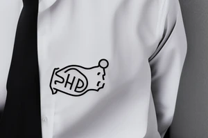 a minimalist, abstract sticker of a white business shirt. The shirt should be stylized in black and white, with a clean and simple outline. tattoo idea