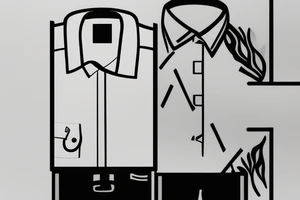 a minimalist, abstract sticker of a white business shirt. The shirt should be stylized in black and white, with a clean and simple outline. tattoo idea
