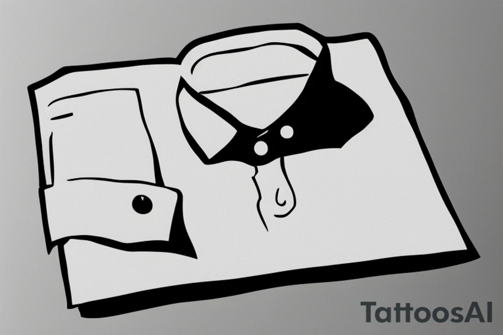 a minimalist, abstract sticker of a white business shirt. The shirt should be stylized in black and white, with a clean and simple outline. tattoo idea