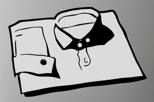 a minimalist, abstract sticker of a white business shirt. The shirt should be stylized in black and white, with a clean and simple outline. tattoo idea