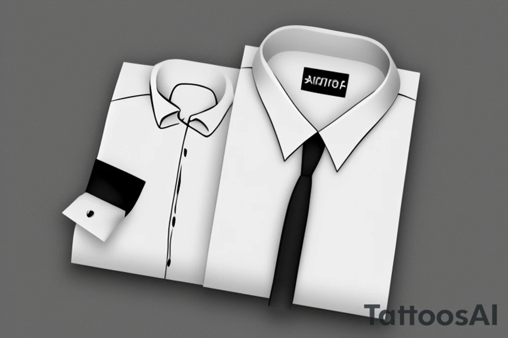 a minimalist, abstract sticker of a white business shirt. The shirt should be stylized in black and white, with a clean and simple outline. tattoo idea