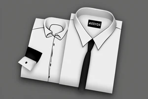 a minimalist, abstract sticker of a white business shirt. The shirt should be stylized in black and white, with a clean and simple outline. tattoo idea