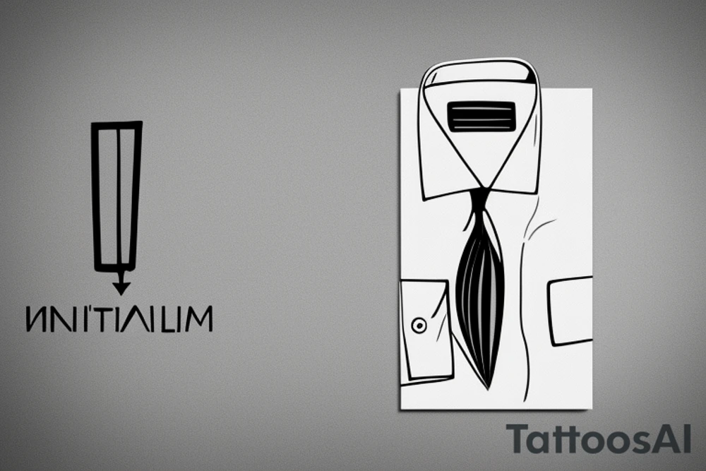 a minimalist, abstract sticker of a white business shirt. The shirt should be stylized in black and white, with a clean and simple outline. tattoo idea