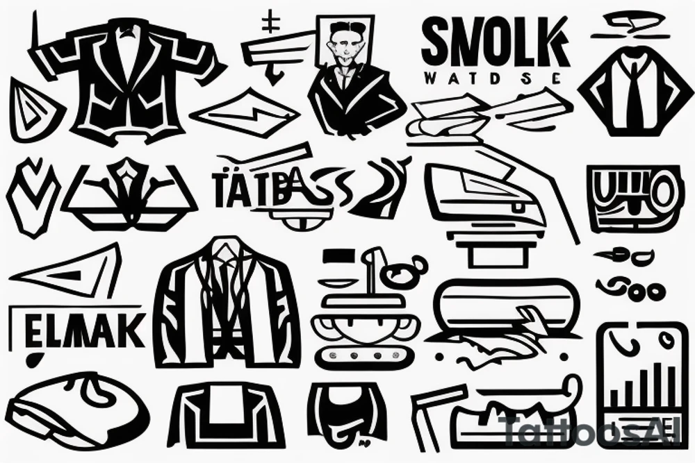 a minimalist, abstract sticker of a white business shirt. The shirt should be stylized in black and white, with a clean and simple outline. tattoo idea