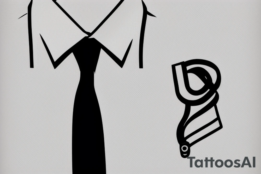 a minimalist, abstract sticker of a white business shirt. The shirt should be stylized in black and white, with a clean and simple outline. tattoo idea