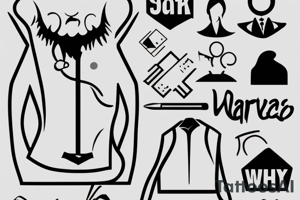 a minimalist, abstract sticker of a white business shirt. The shirt should be stylized in black and white, with a clean and simple outline. tattoo idea