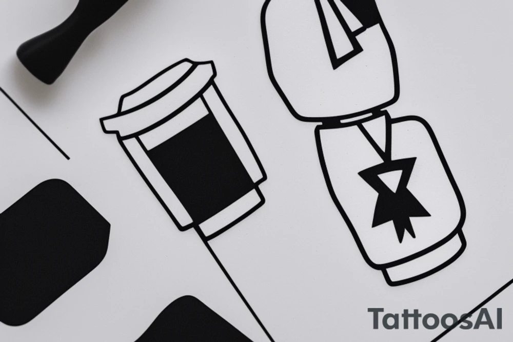 a minimalist, abstract sticker of a white business shirt. The shirt should be stylized in black and white, with a clean and simple outline. tattoo idea