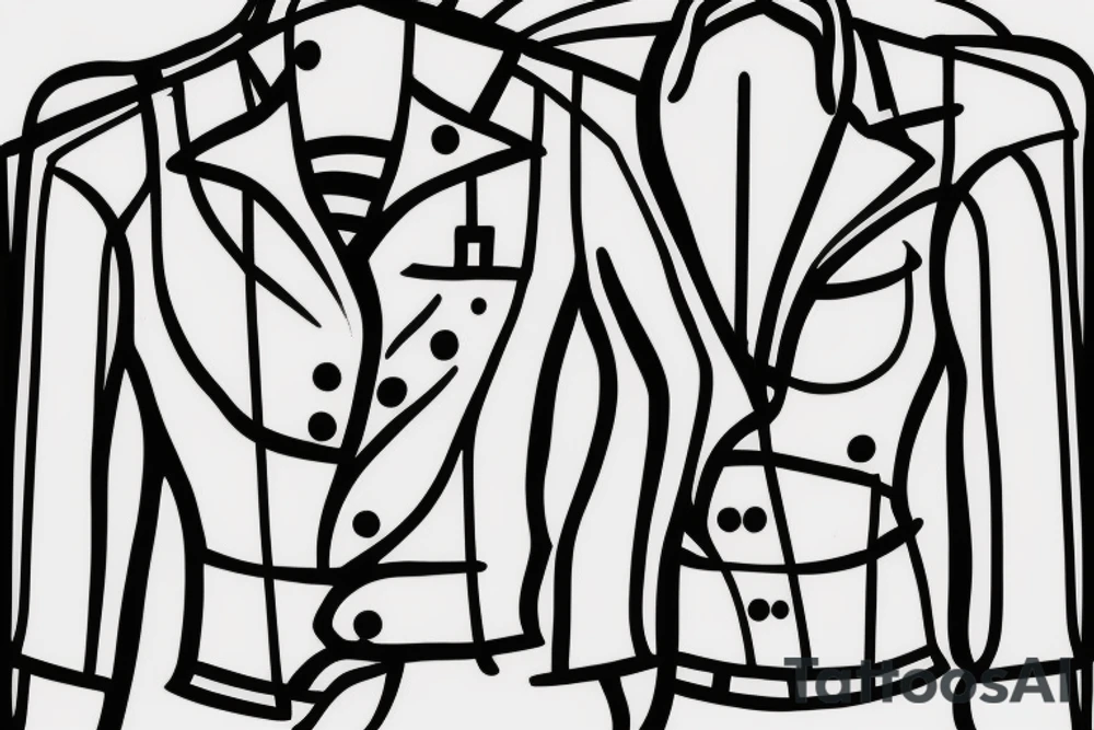 a minimalist, abstract sticker of a white business shirt. The shirt should be stylized in black and white, with a clean and simple outline. tattoo idea