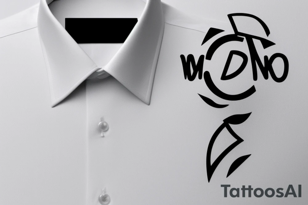 a minimalist, abstract sticker of a white business shirt. The shirt should be stylized in black and white, with a clean and simple outline. tattoo idea