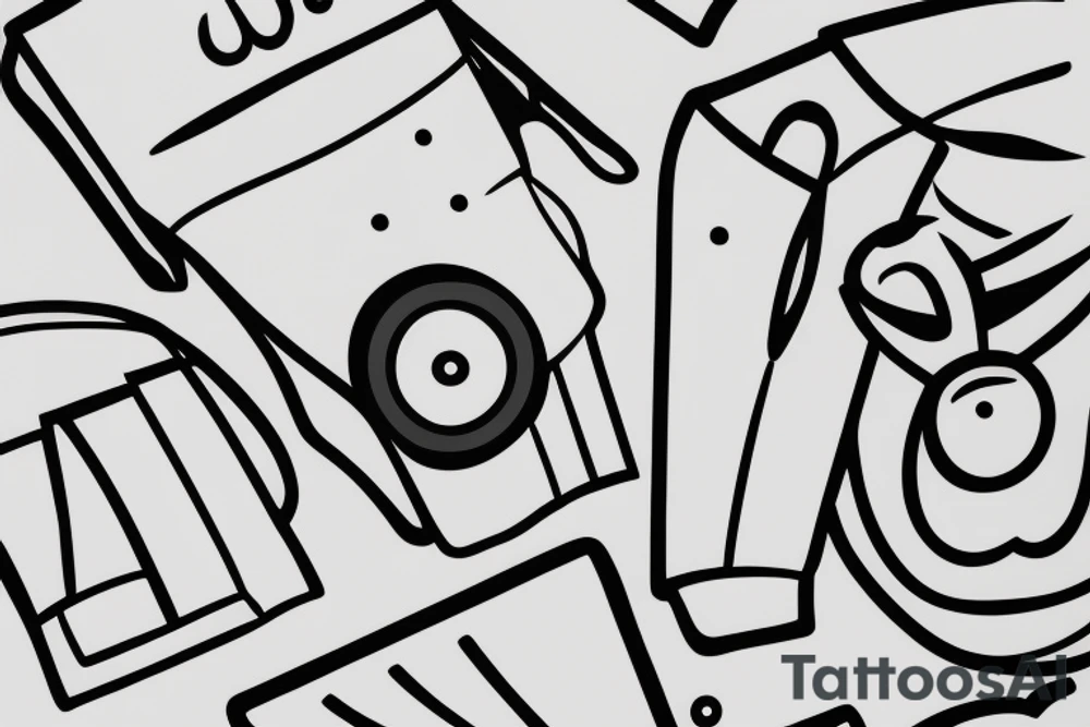 a minimalist, abstract sticker of a white business shirt. The shirt should be stylized in black and white, with a clean and simple outline. tattoo idea