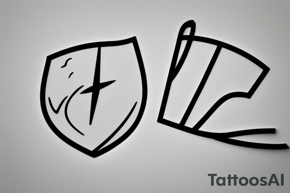 a minimalist, abstract sticker of a white business shirt. The shirt should be stylized in black and white, with a clean and simple outline. tattoo idea