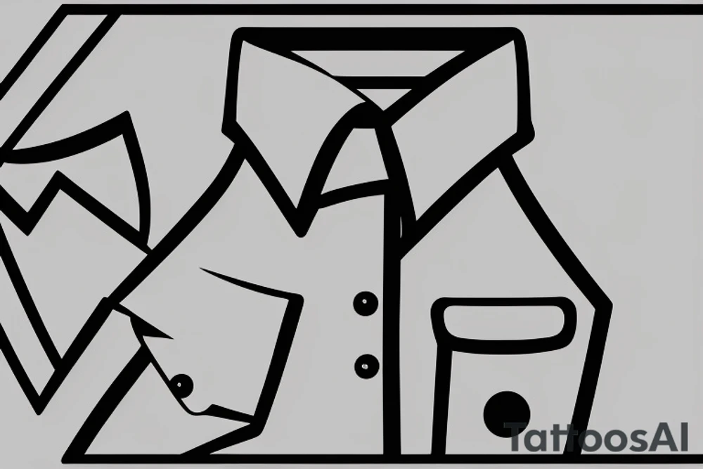 a minimalist, abstract sticker of a white business shirt. The shirt should be stylized in black and white, with a clean and simple outline. tattoo idea
