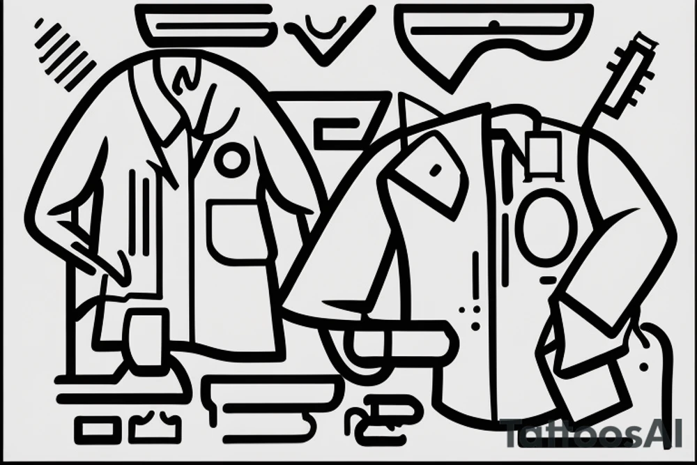 a minimalist, abstract sticker of a white business shirt. The shirt should be stylized in black and white, with a clean and simple outline. tattoo idea