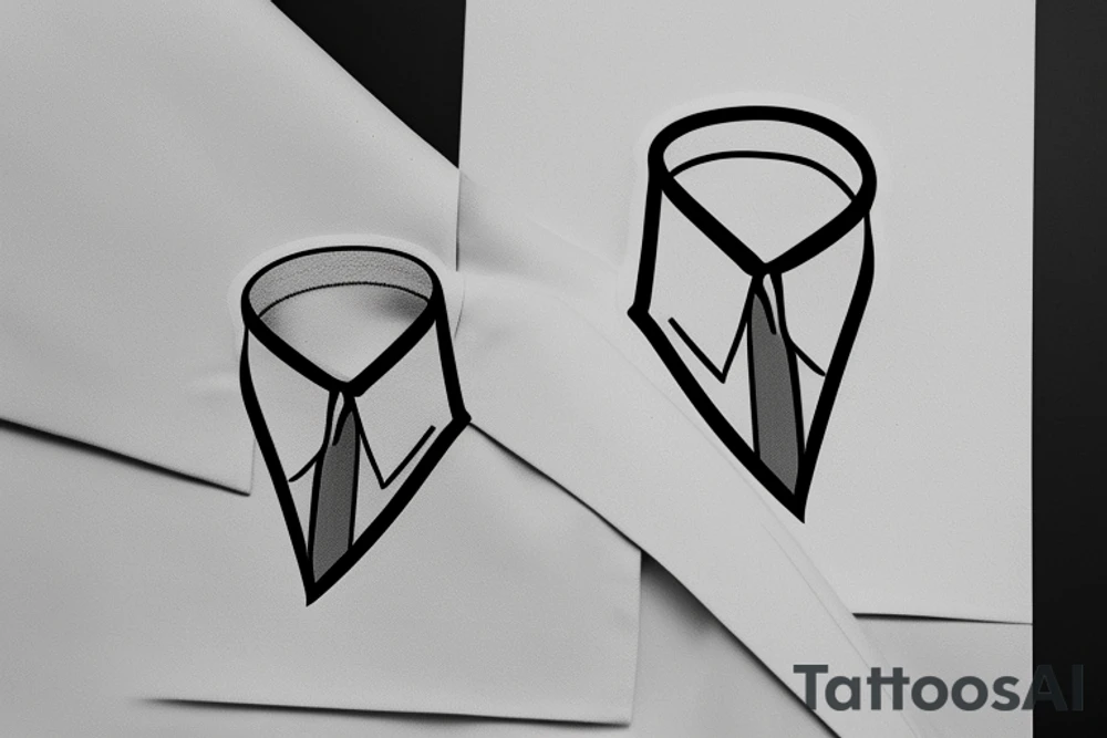 a minimalist, abstract sticker of a white business shirt. The shirt should be stylized in black and white, with a clean and simple outline. tattoo idea