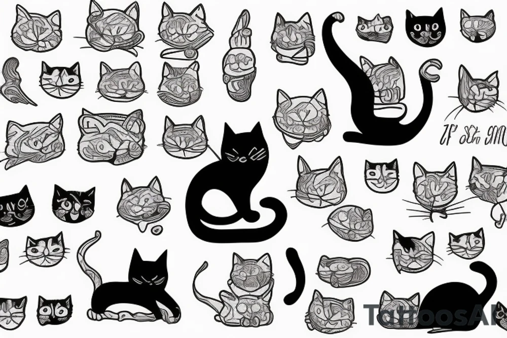 Black cat with a funny cat and a sweater tattoo idea