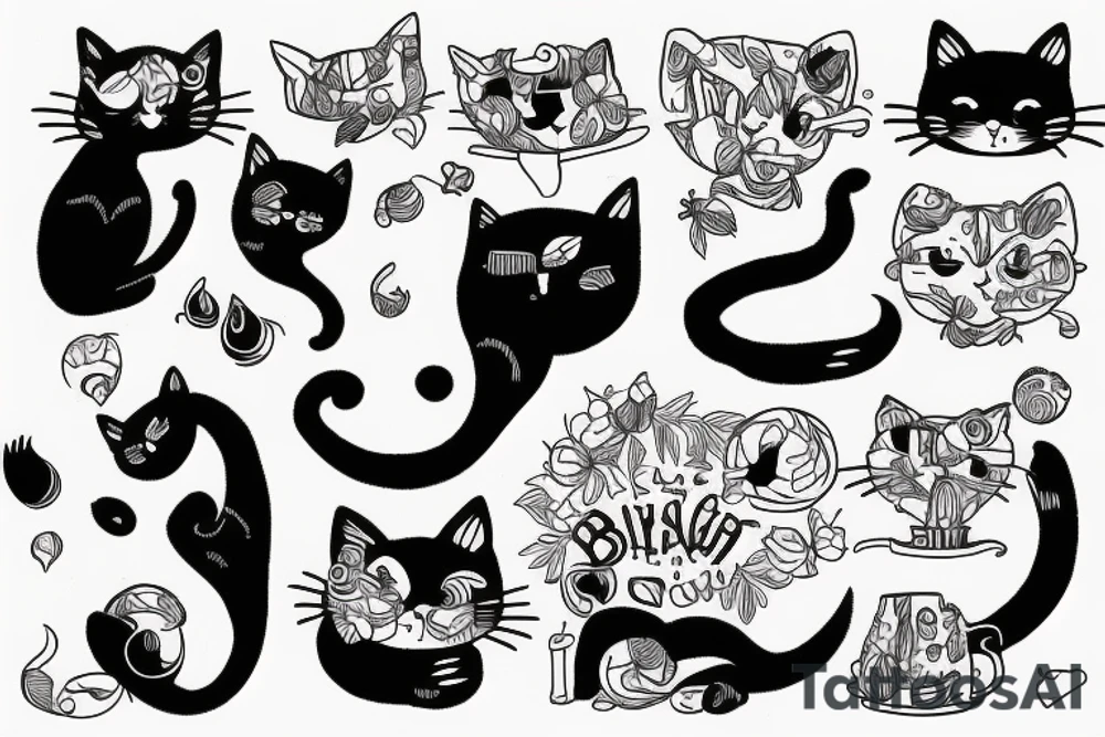 Black cat with a funny cat and a sweater tattoo idea