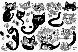 Black cat with a funny cat and a sweater tattoo idea