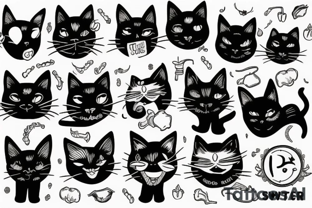 Black cat with a funny cat and a swaeter tattoo idea