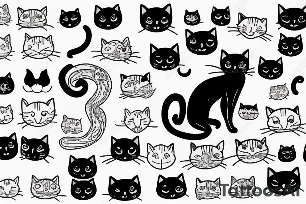Black cat with a funny cat and a swaeter tattoo idea